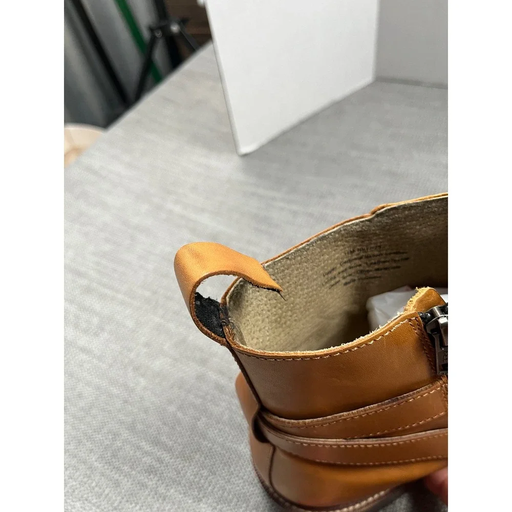 Banana Republic Leather Jodhpur Ankle Boots Mens 11 Brown Zip Buckle Straps